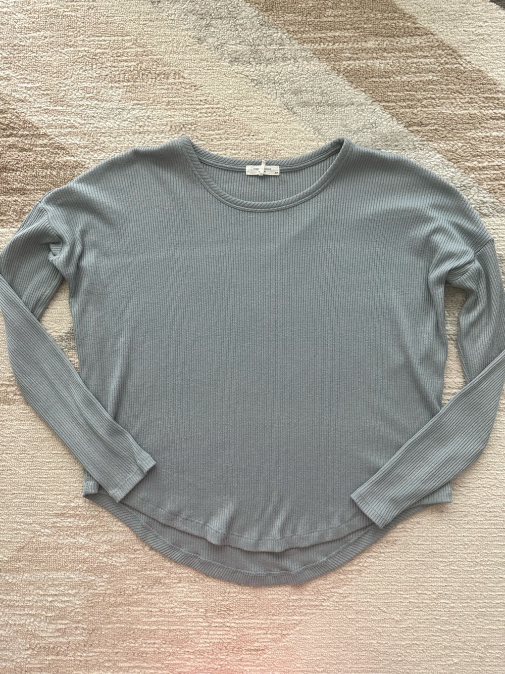 rag & bone Light Blue Ribbed Crewneck Sweater Size S